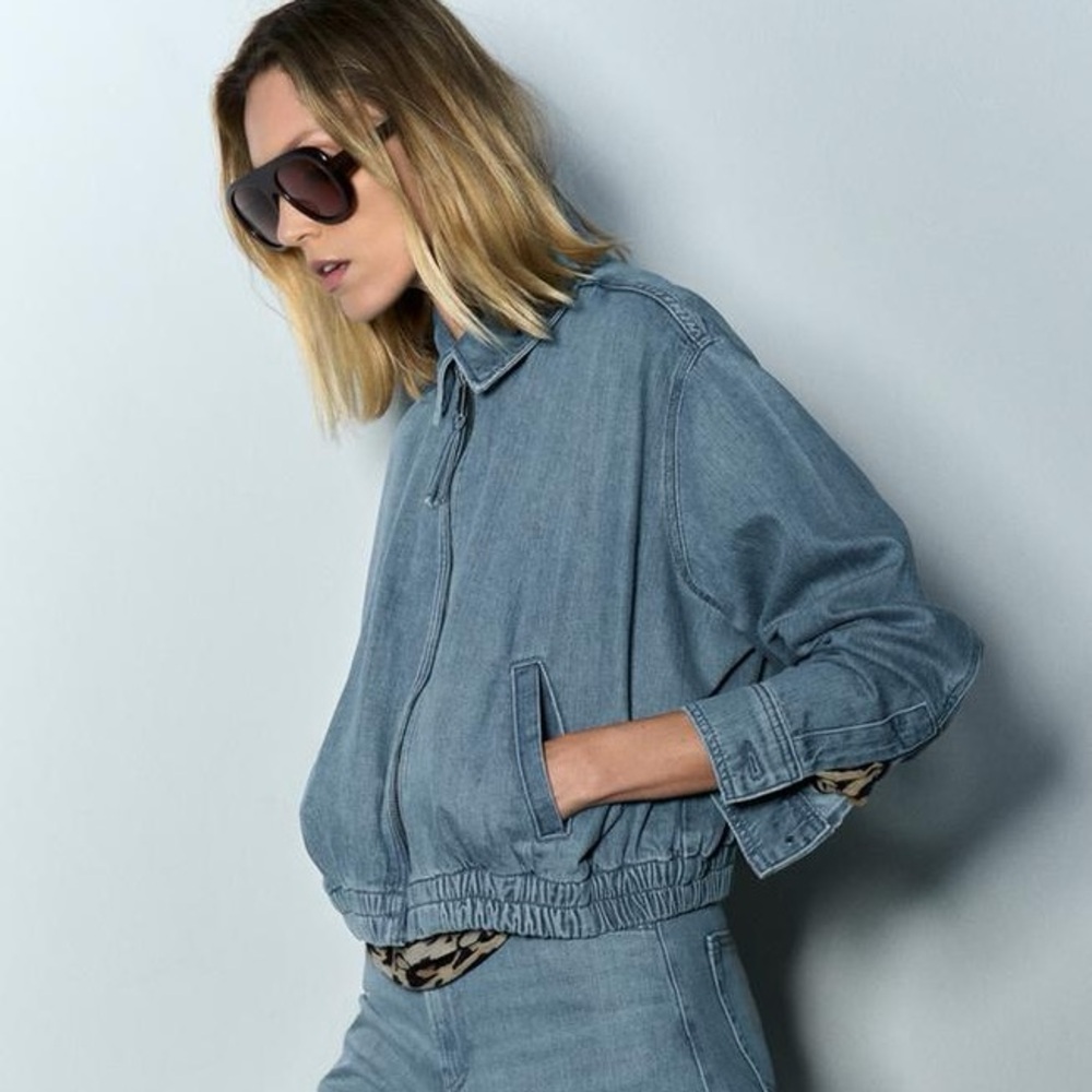 ZARA Denim Bomber Jacket ZW Collection, Medium. NWT